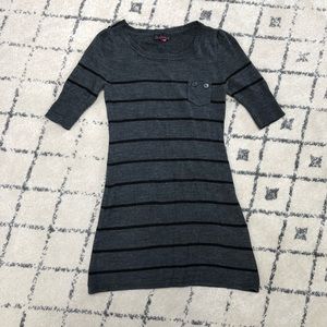 Black and Gray Striped 1/4 Sleeved Sweater Tunic